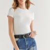 Francesca's Iris Crewneck Nylon Tee Top Tops