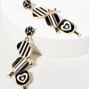 Francesca's Sandra Pickleball Enamel Earrings Black Earrings