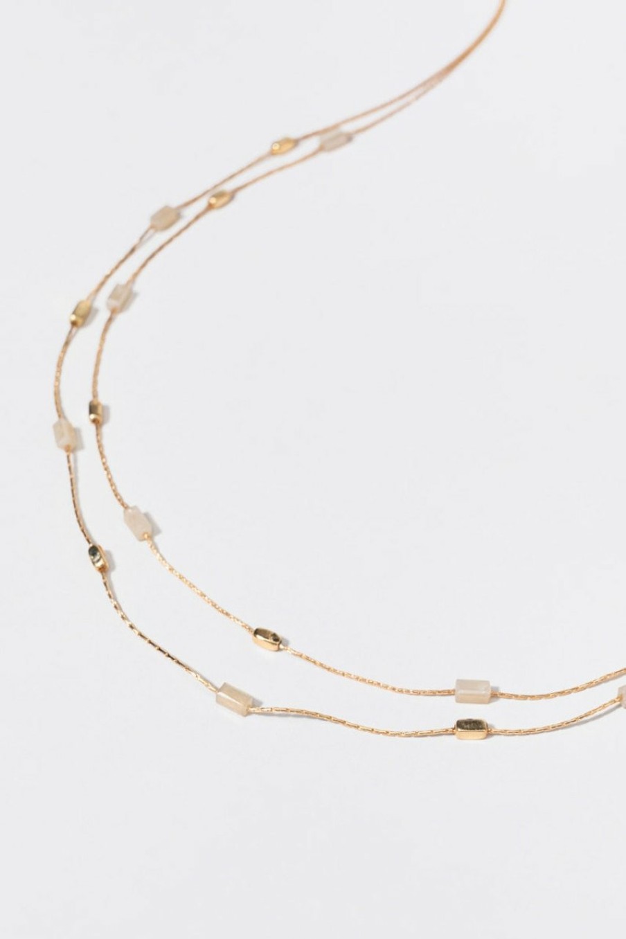 Francesca's Alice Cylinder Bead Delicate Layering Necklace Natural Necklaces