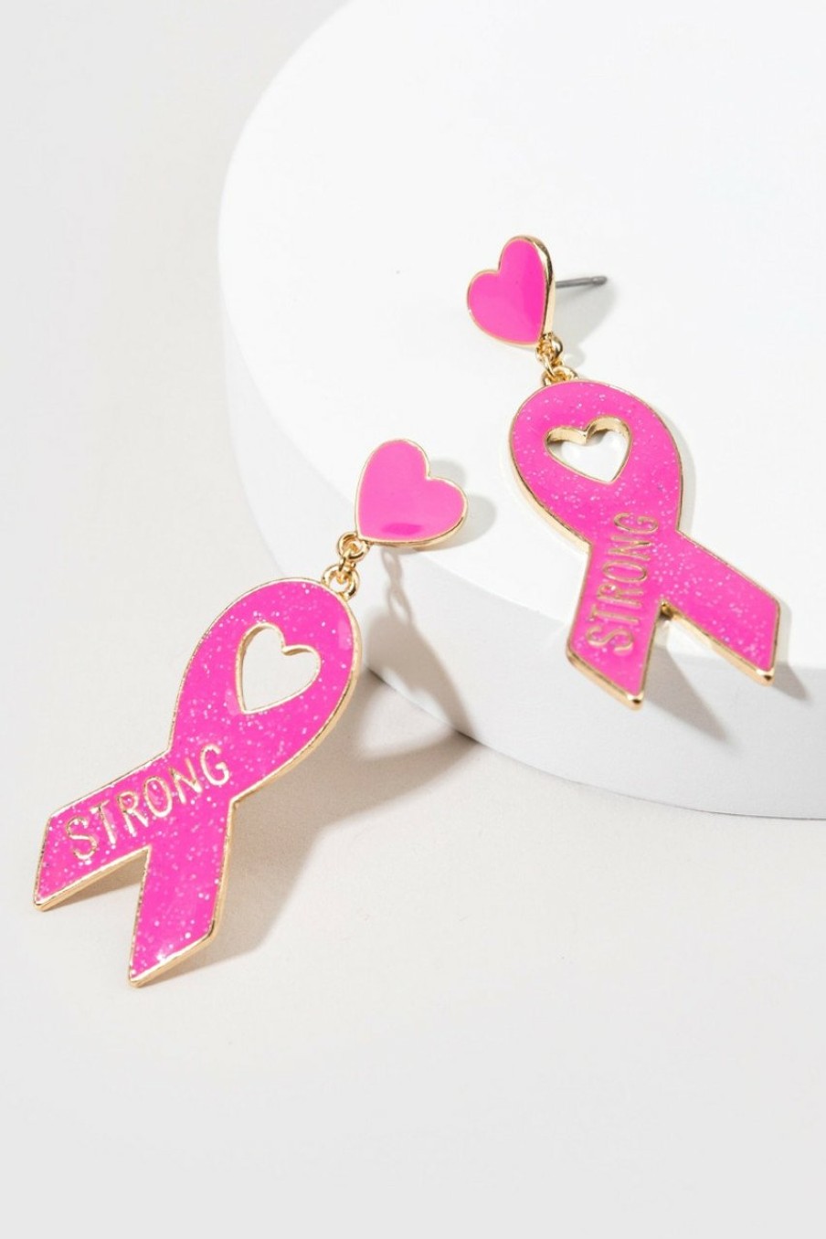 Francesca's Anna Strong Ribbon Drop Earrings Pink Earrings