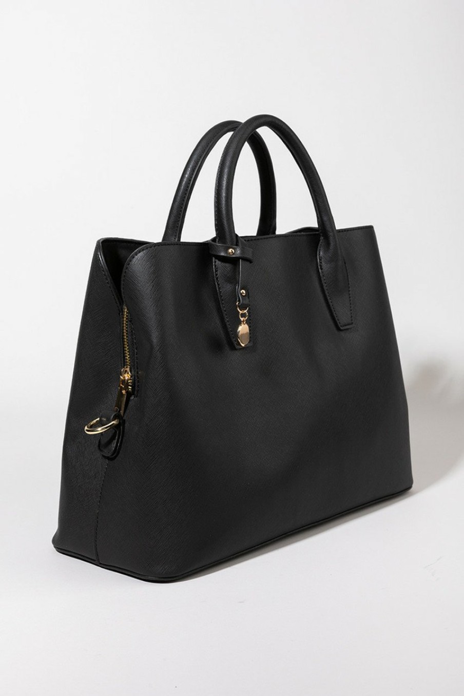 Francesca's Emily Saffiano Leather Tote Bag Black Bags & Wallets