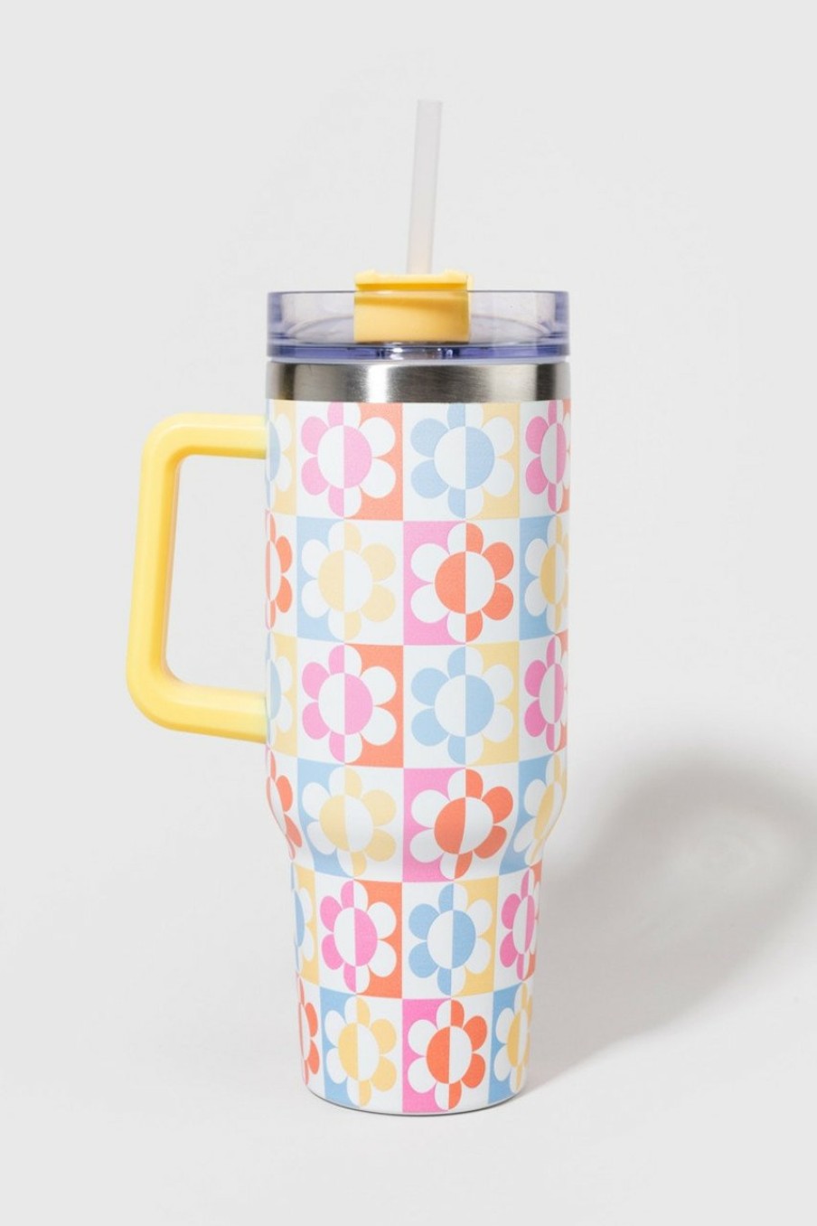 Francesca's Daisy Retro Floral Print Stainless Steel 40Oz Tumblr Multi Drinkware