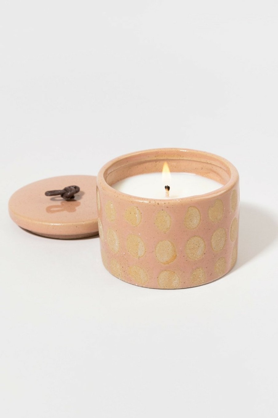 Francesca's Ceramic Dot Vanilla And Clove Candle 6.5Oz Pink Candles