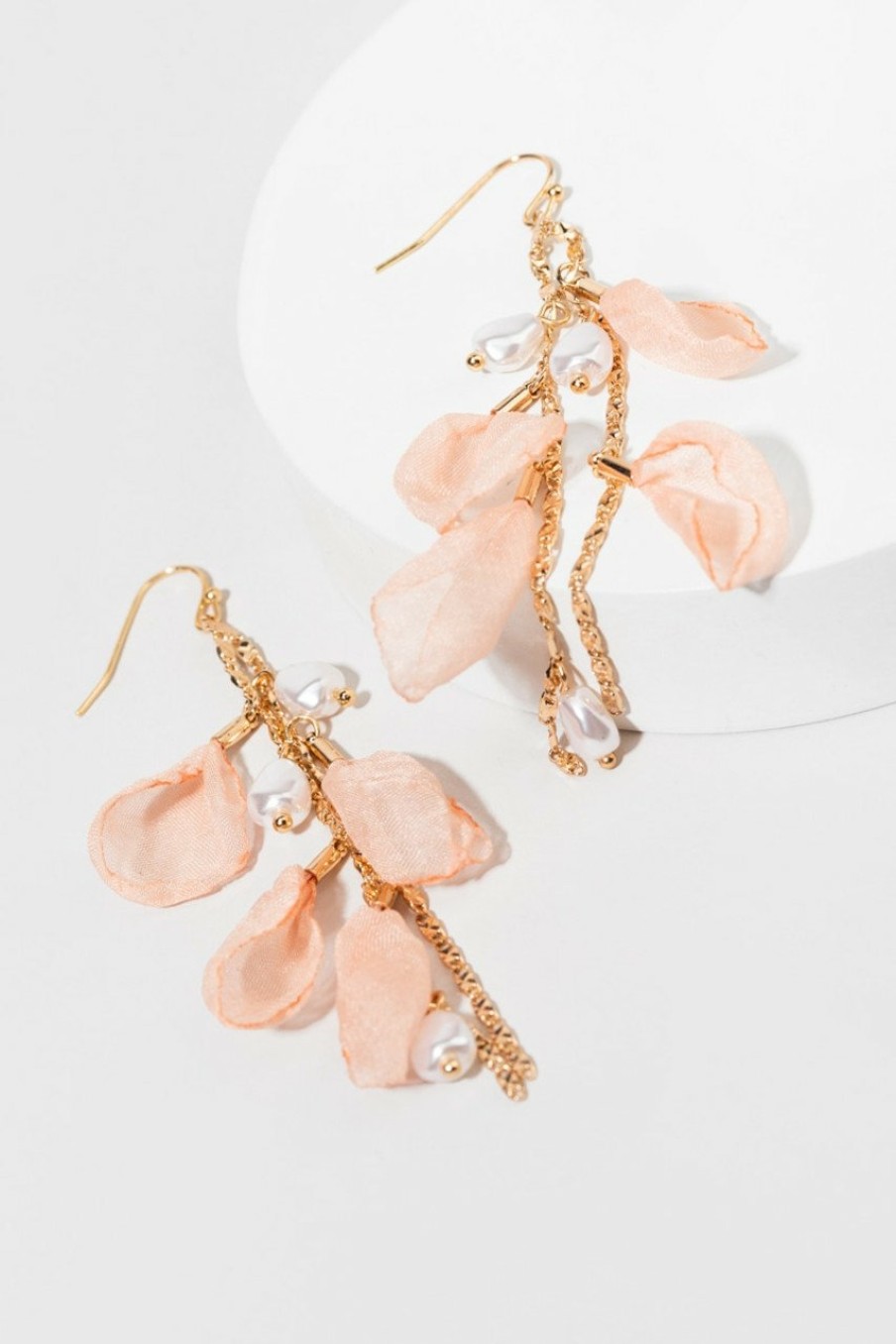 Francesca's Devon Petals With Pearls Earrings Pink Earrings