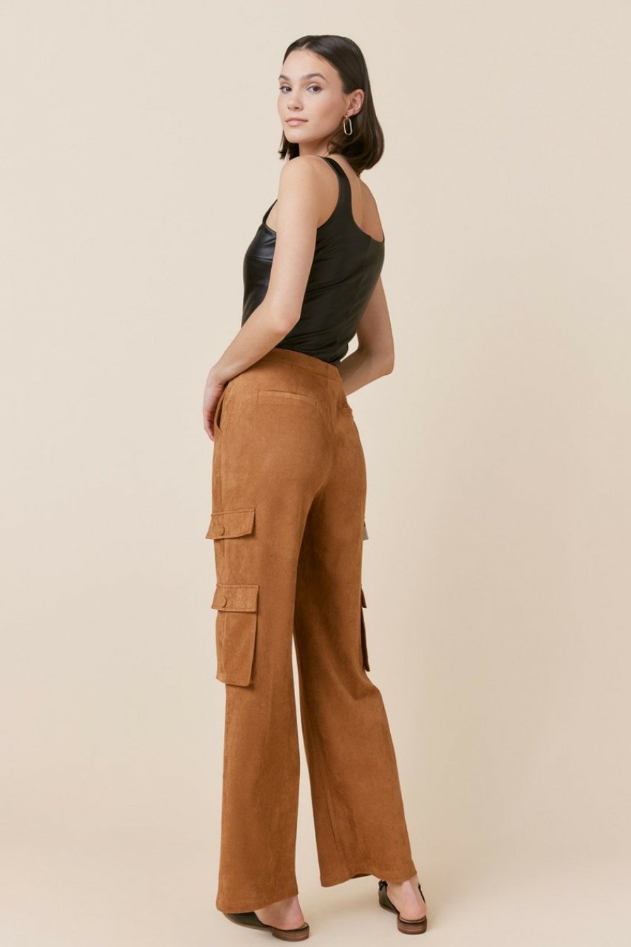 Francesca's Melissa Faux Suede Cargo Pants Brown Pants