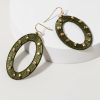 Francesca's Parker Thread Wrapped Oval Beaded Earrings Olive Green Earrings