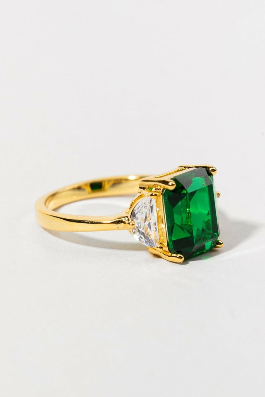 Francesca's Desiree Rectangle Emerald Ring Gold Rings