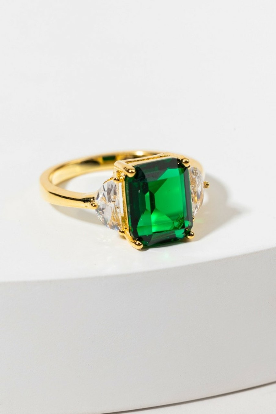 Francesca's Desiree Rectangle Emerald Ring Gold Rings