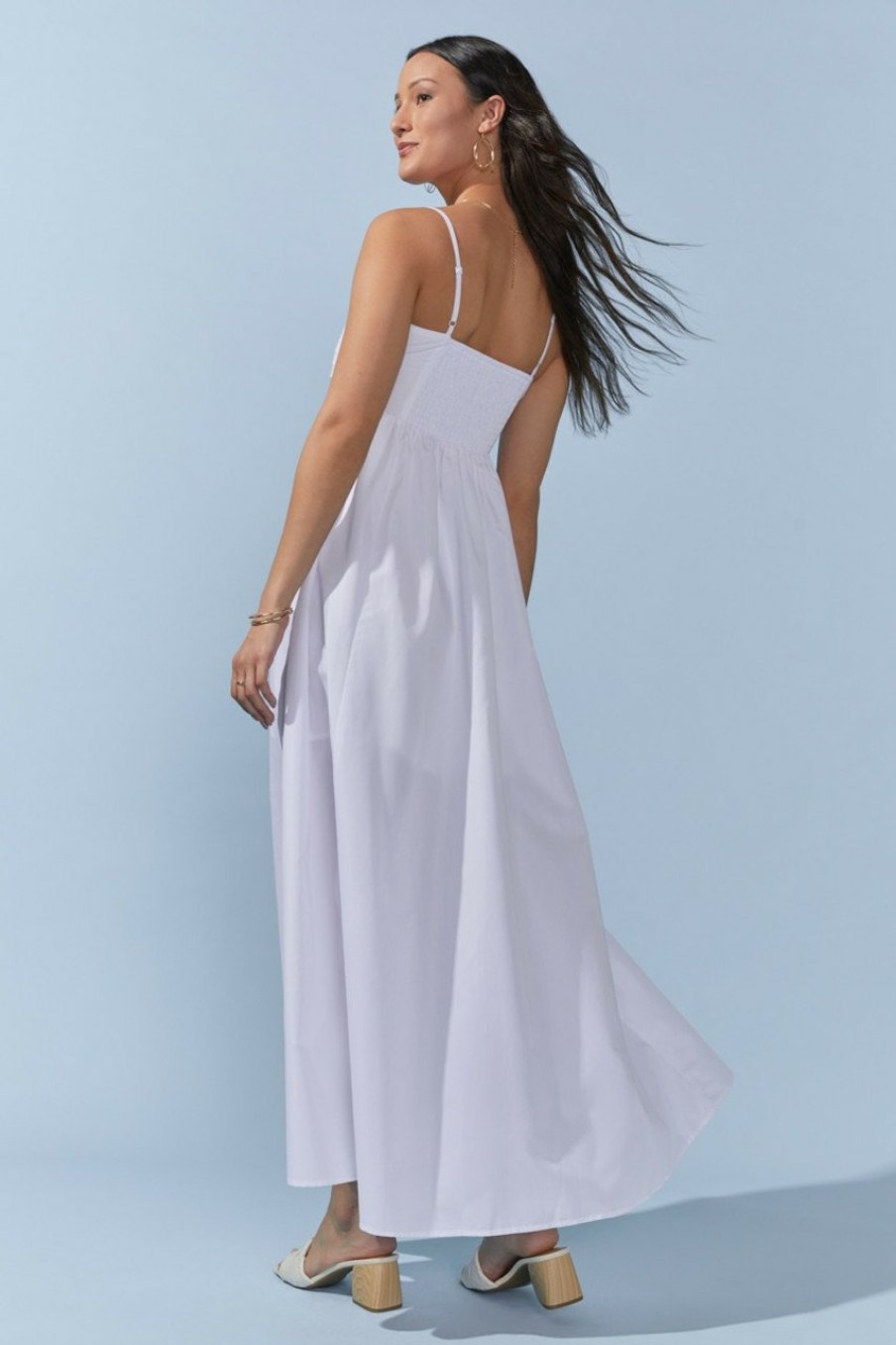 Francesca's Suzanne Upper Pleated Maxi Dress White Dresses