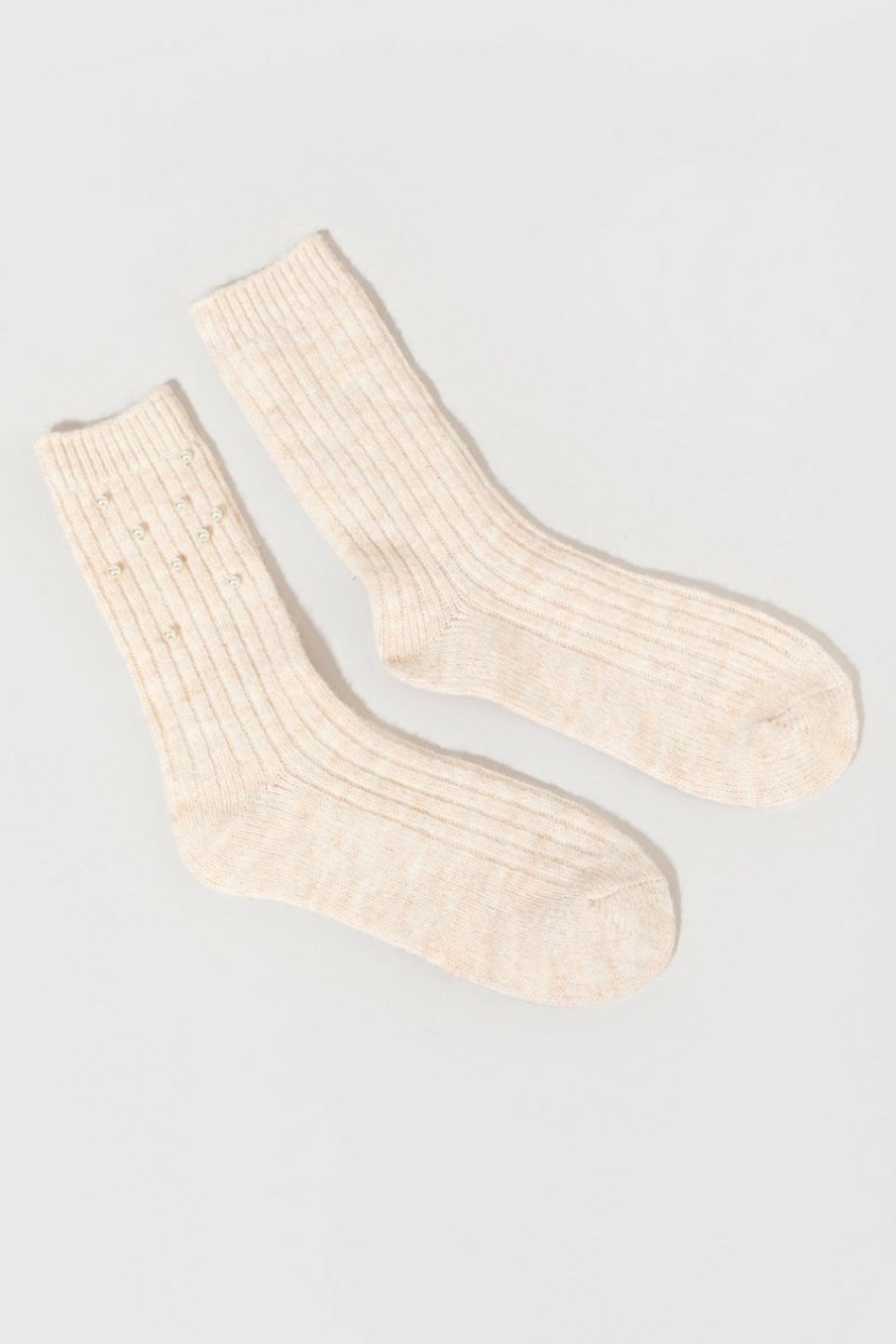 Francesca's Samariah Pearl Crew Socks Ivory Socks & Tights