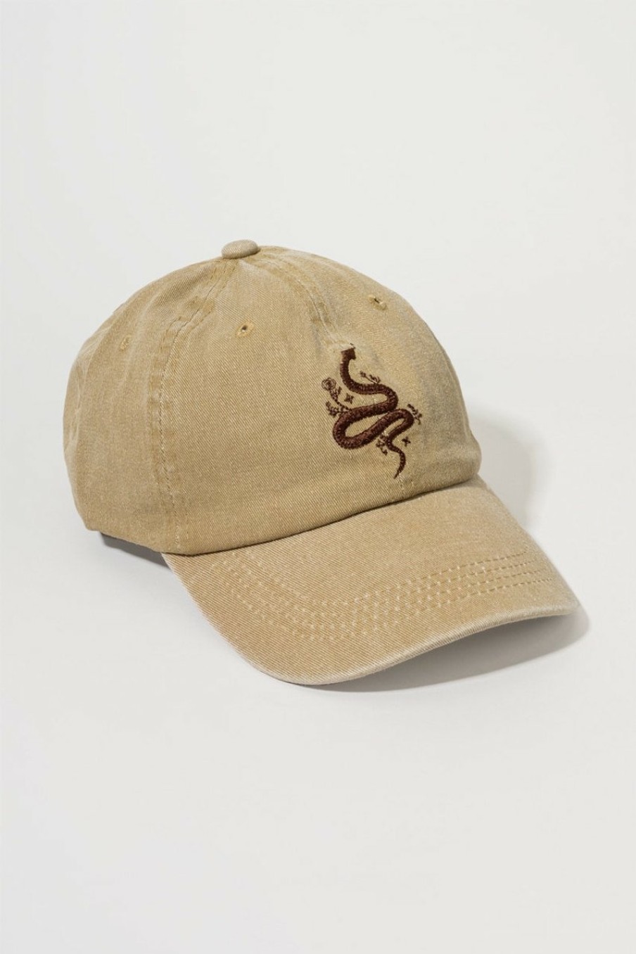 Francesca's Tayla Snake Icon Baseball Hat Khaki Hats