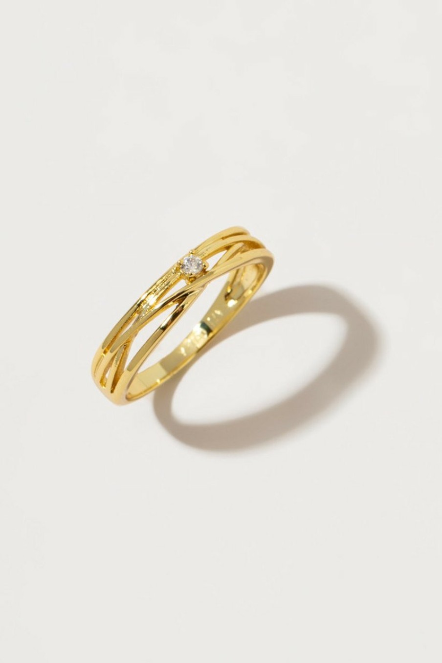 Francesca's Tamara 14K Dipped Crossed Band Ring Gold Rings