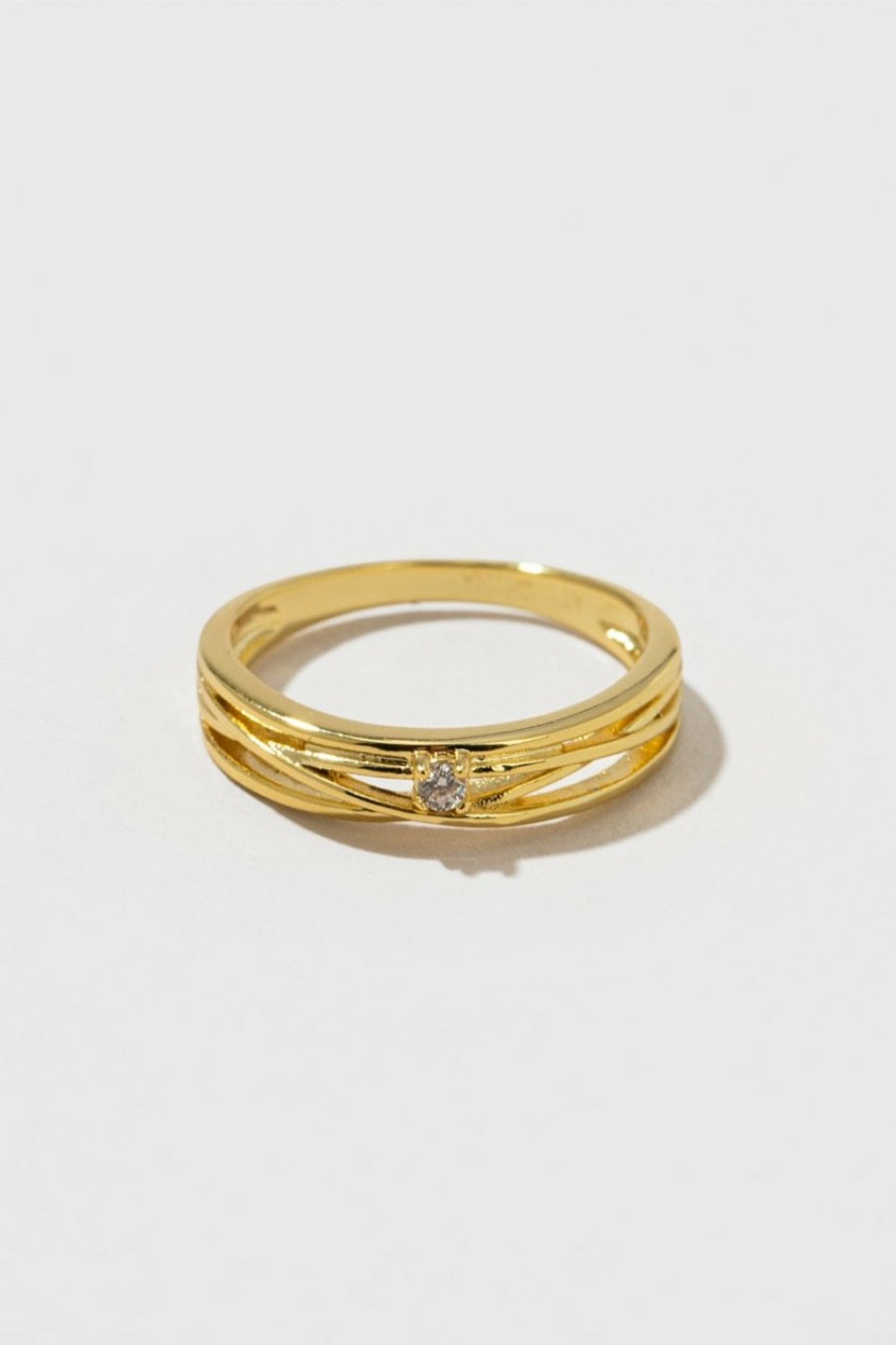 Francesca's Tamara 14K Dipped Crossed Band Ring Gold Rings