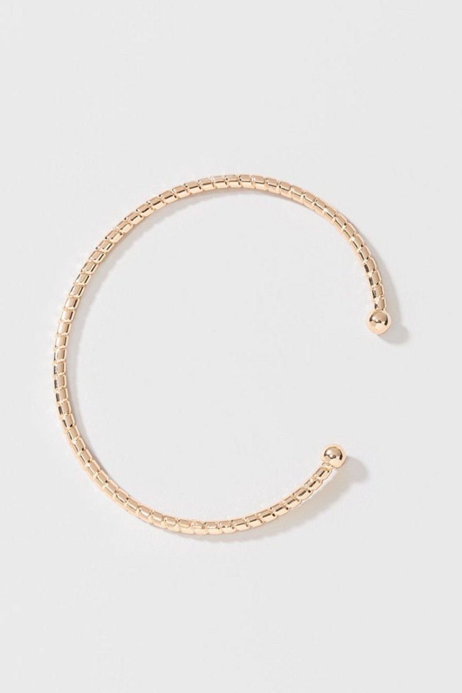 Francesca's Teresa Thin Textured Cuff Bracelet Gold Bracelets