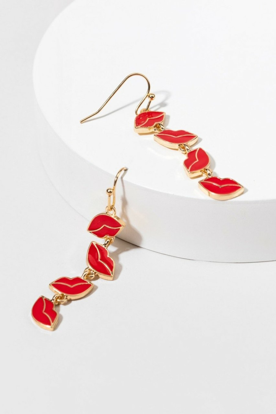 Francesca's Marlene Enamel Lips Earrings Red Earrings