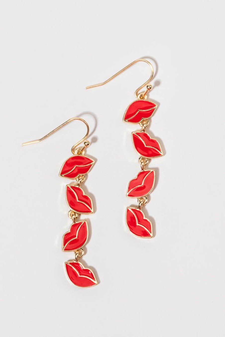 Francesca's Marlene Enamel Lips Earrings Red Earrings