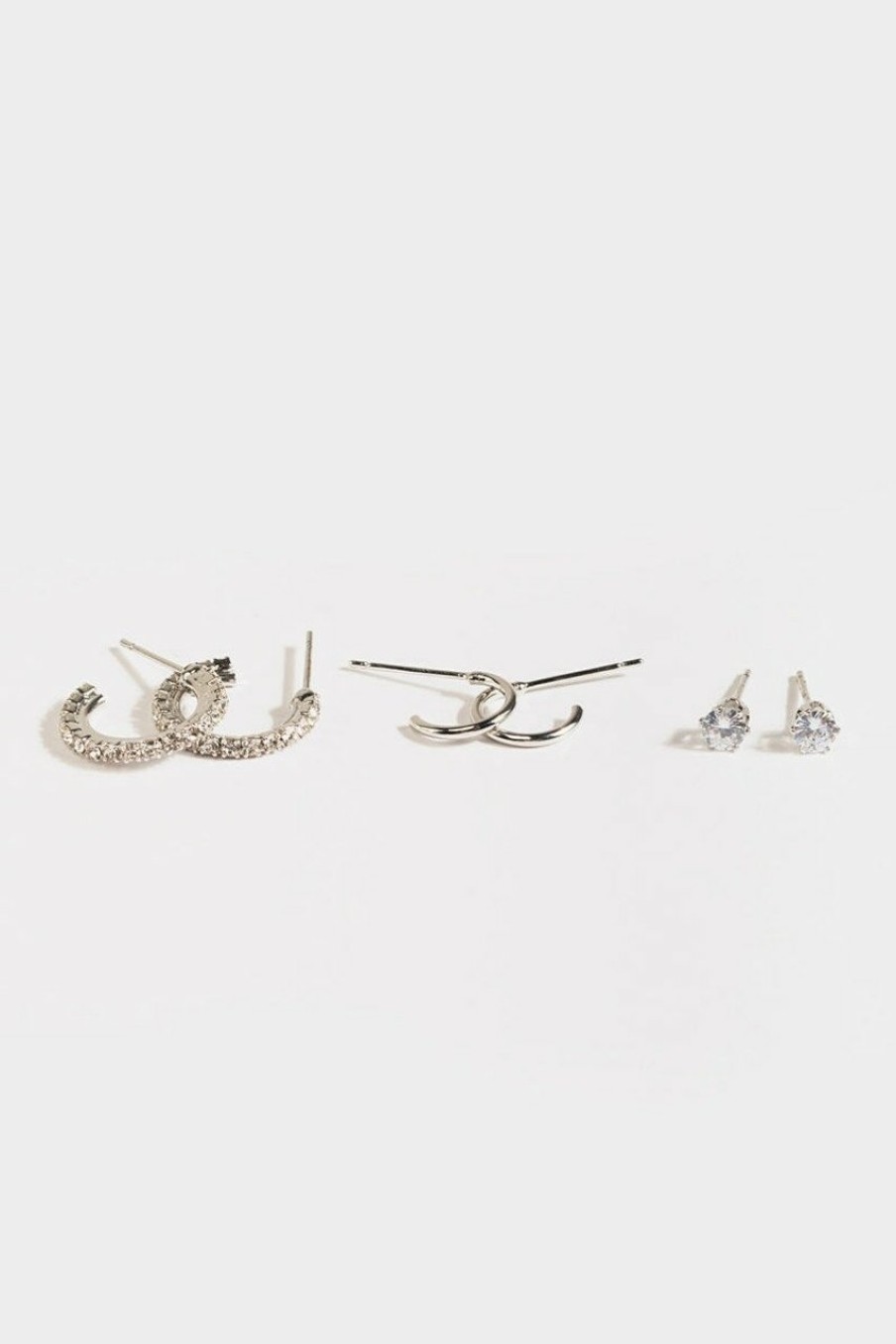 Francesca's Andy Huggie Stud Set Silver Earrings