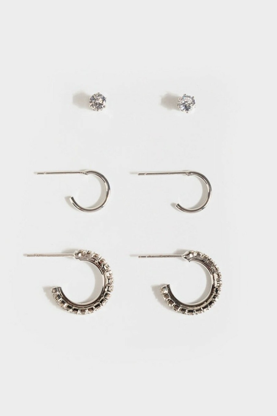 Francesca's Andy Huggie Stud Set Silver Earrings