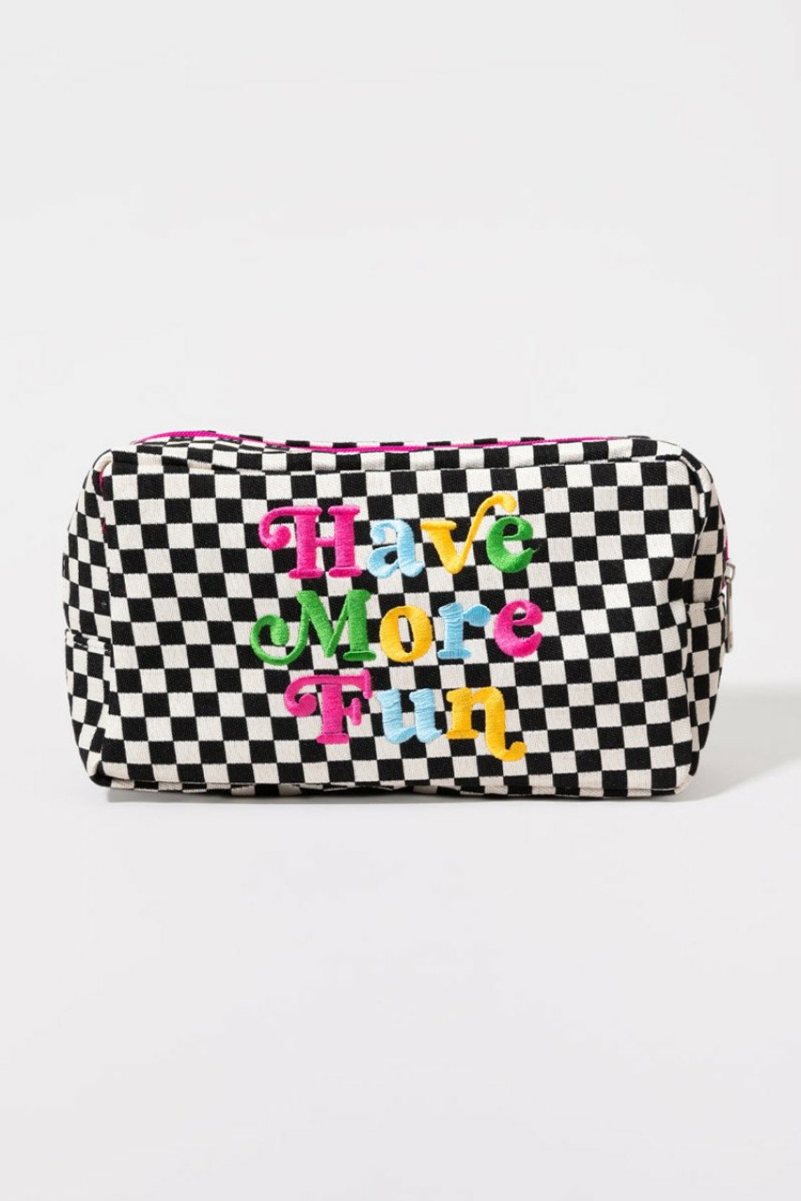 Francesca's Have More Fun Checkered Toiletry Bag Multi Bags & Wallets