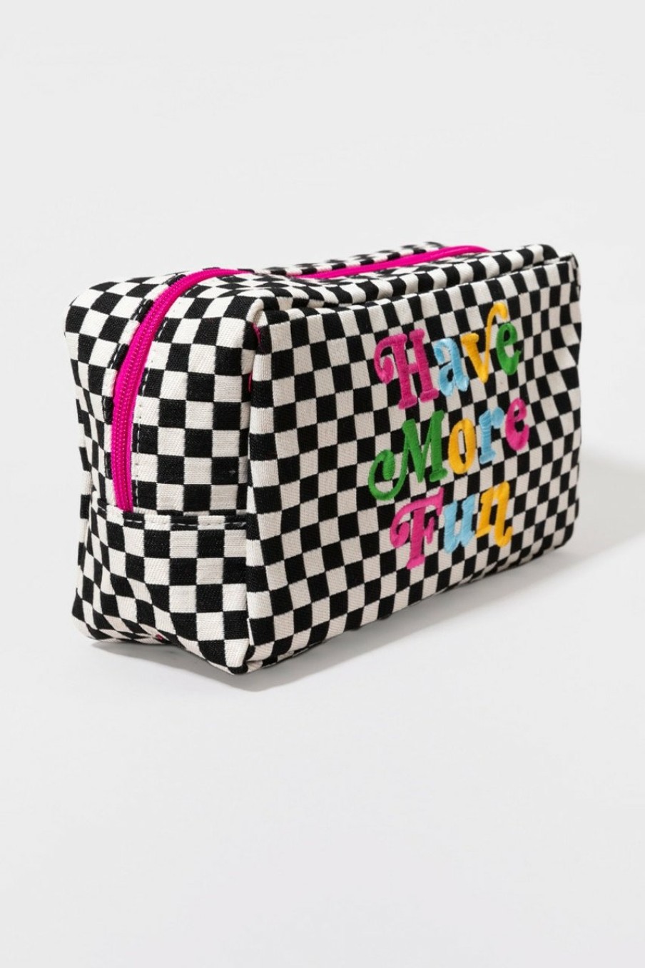 Francesca's Have More Fun Checkered Toiletry Bag Multi Bags & Wallets