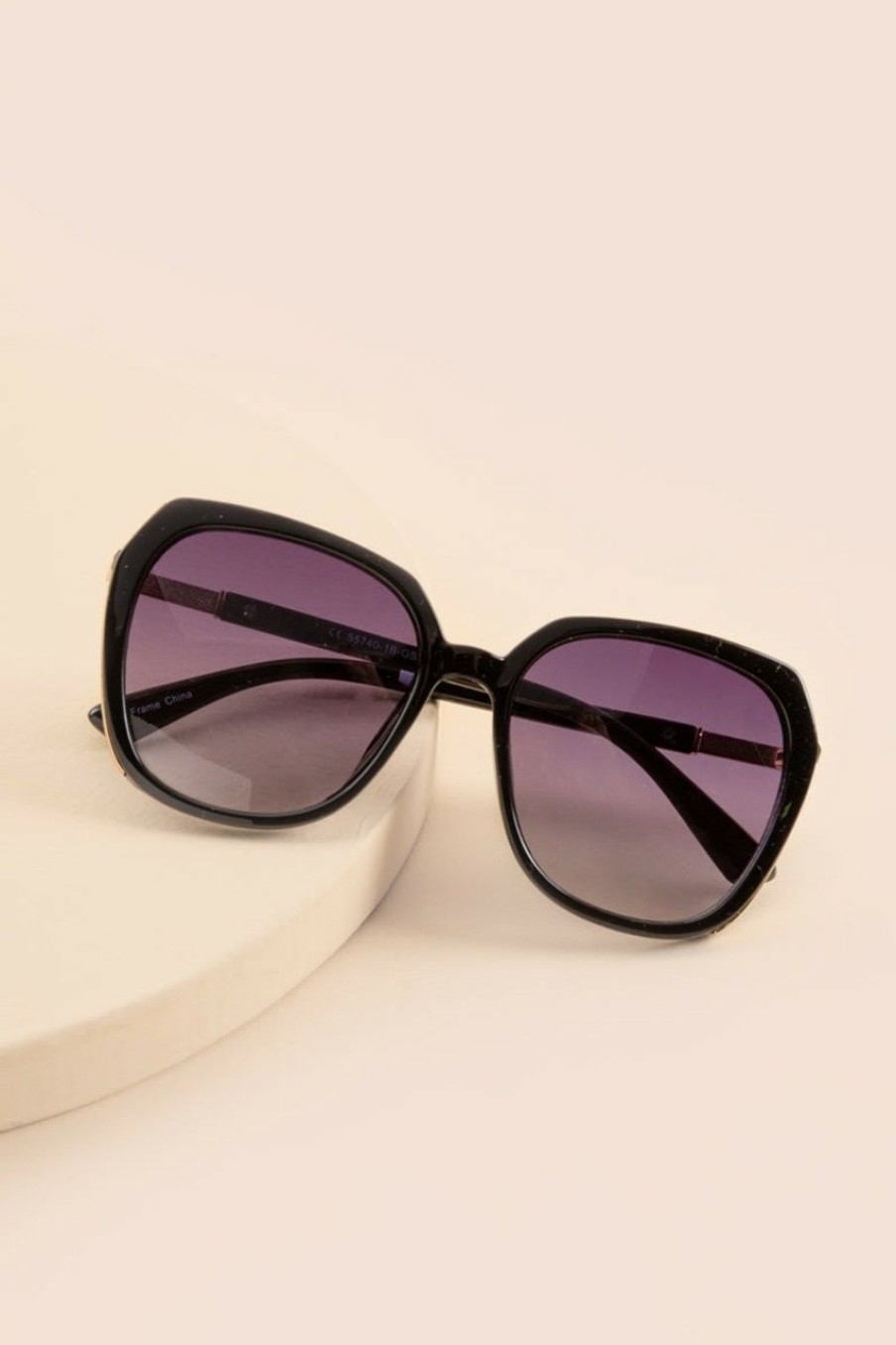 Francesca's Elsie Oversized Round Sunglasses Black Sunglasses