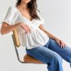 Francesca's Franny Criss Cross Textured Blouse Tops