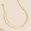 Francesca's Veronica Stationed Layered Necklace Pearl Necklaces