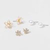 Francesca's Rena Crystal And Pearl Earring Set Gold Earrings