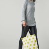 Francesca's Flora Smiley Face Printed Canvas Tote Yellow Bags & Wallets