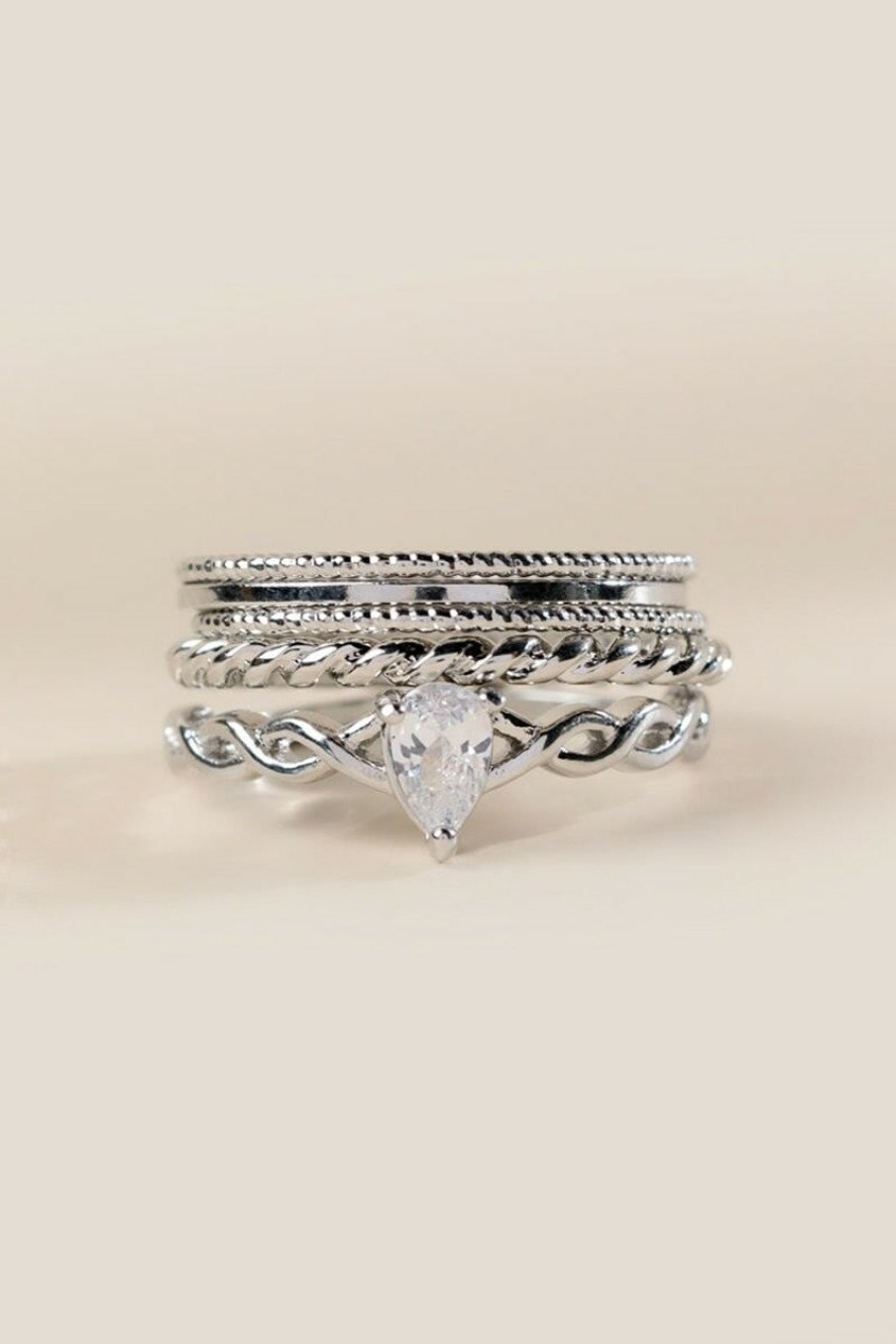 Francesca's Dana Cubic Zirconia Ring Set Rings