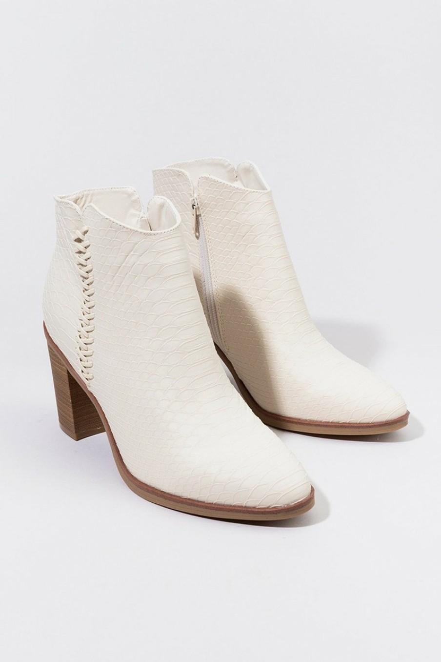 Francesca's Mia Dusky Whipstitch Boots Ivory Boots