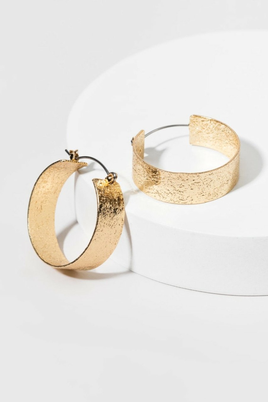 Francesca's Belle Textured Hoop Earrings Gold Earrings