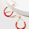 Francesca's Annette Gold And Bead Hoops Red Earrings