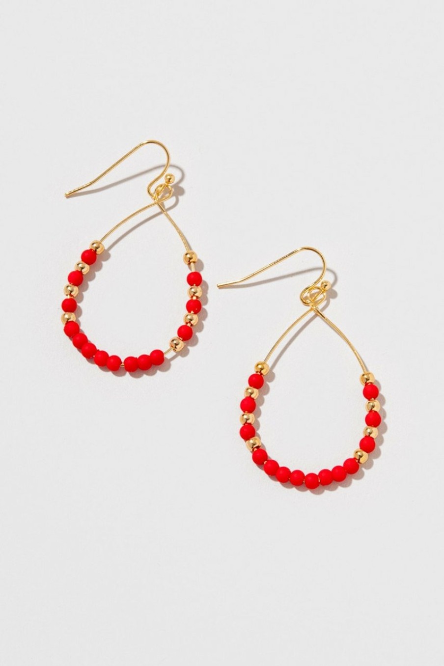 Francesca's Annette Gold And Bead Hoops Red Earrings