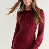 Francesca's Marianne Asymmetrical Sweater Dress Burgundy Dresses