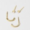 Francesca's Milla Crystal Stud Set Gold Earrings