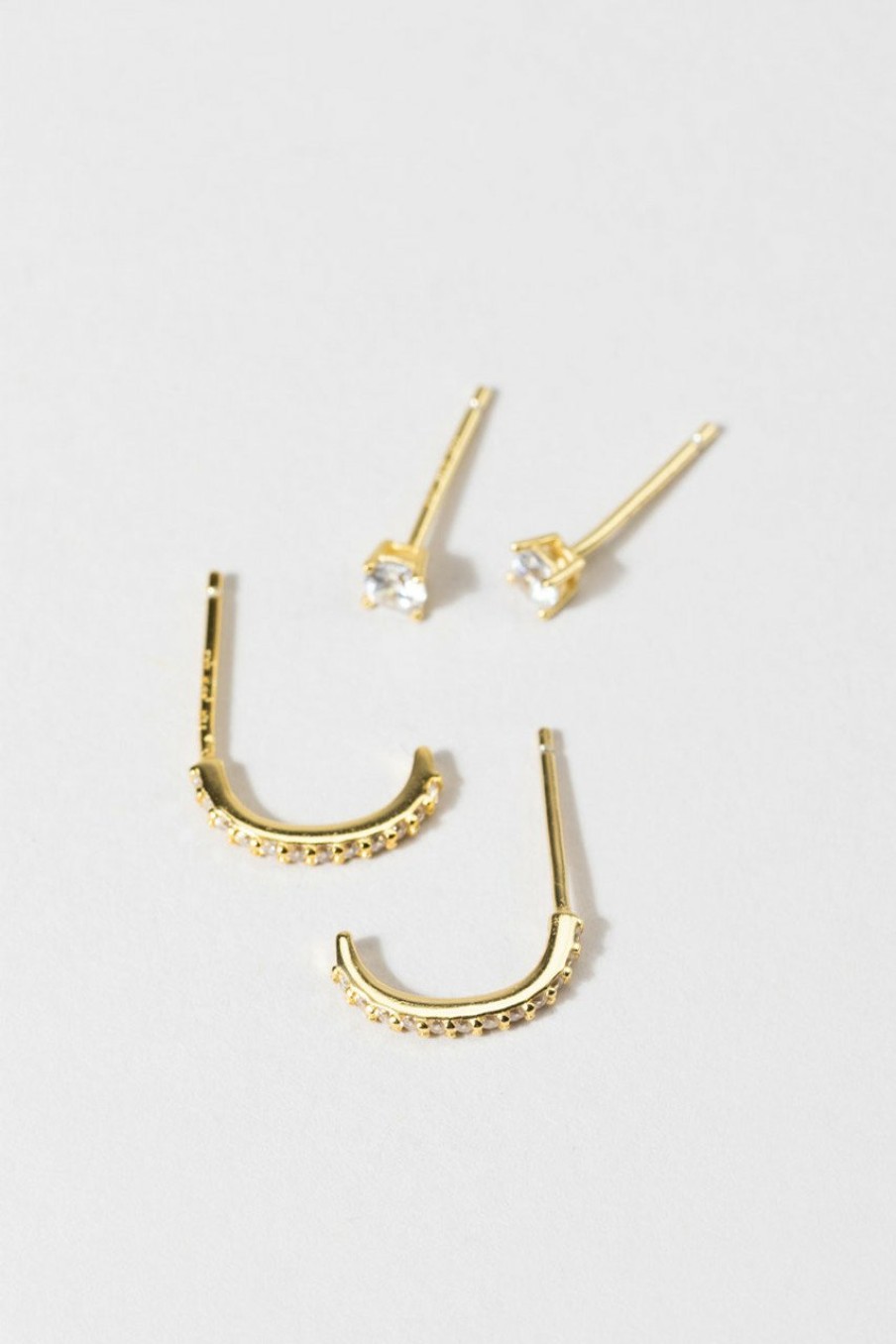 Francesca's Milla Crystal Stud Set Gold Earrings