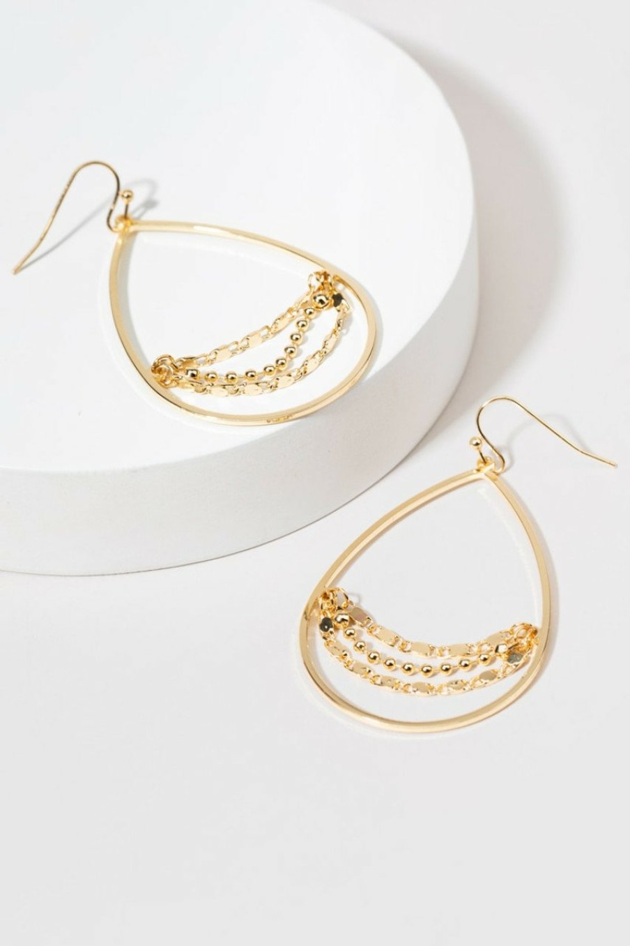 Francesca's Meredith Chain Tear Drop Earrings Gold Earrings