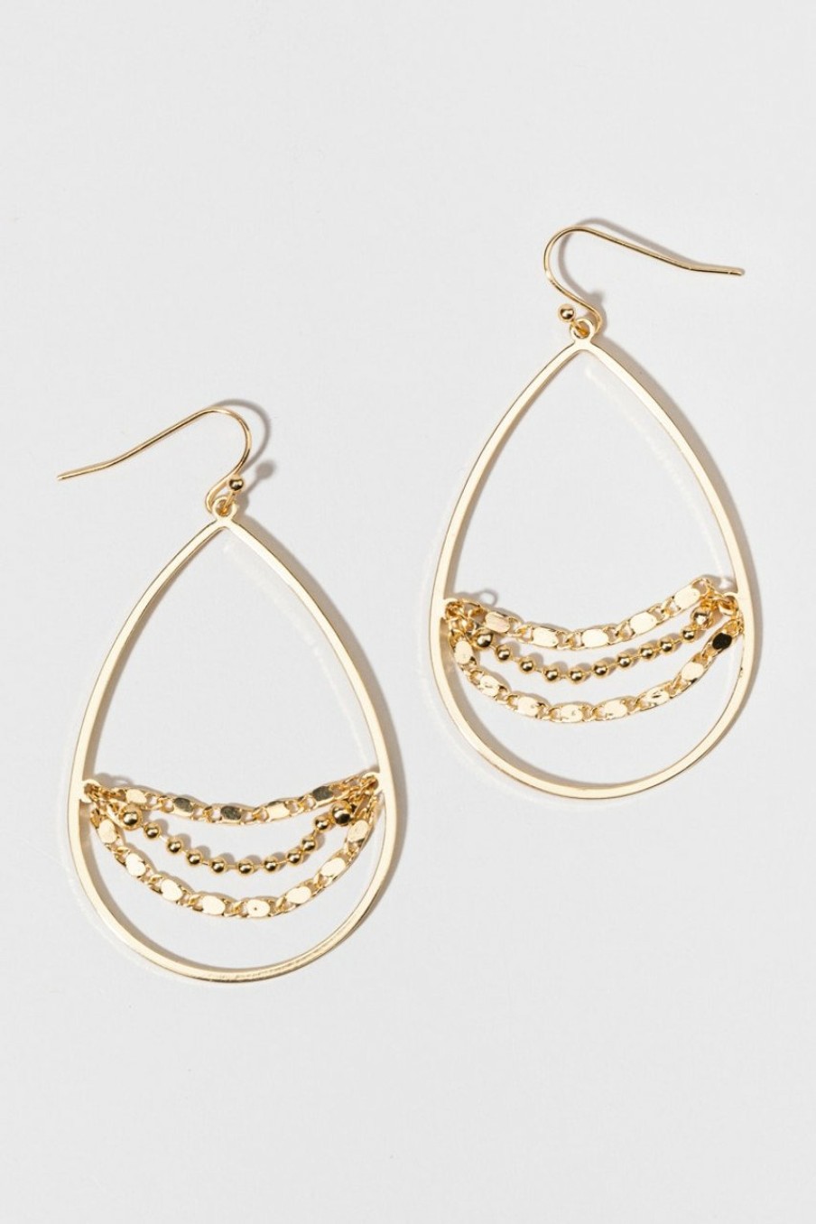 Francesca's Meredith Chain Tear Drop Earrings Gold Earrings