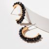 Francesca's Aviana Bead Lined Hoops Black Earrings