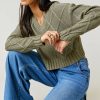 Francesca's Maeve Cable Knit V-Neck Pullover Sweater Tops