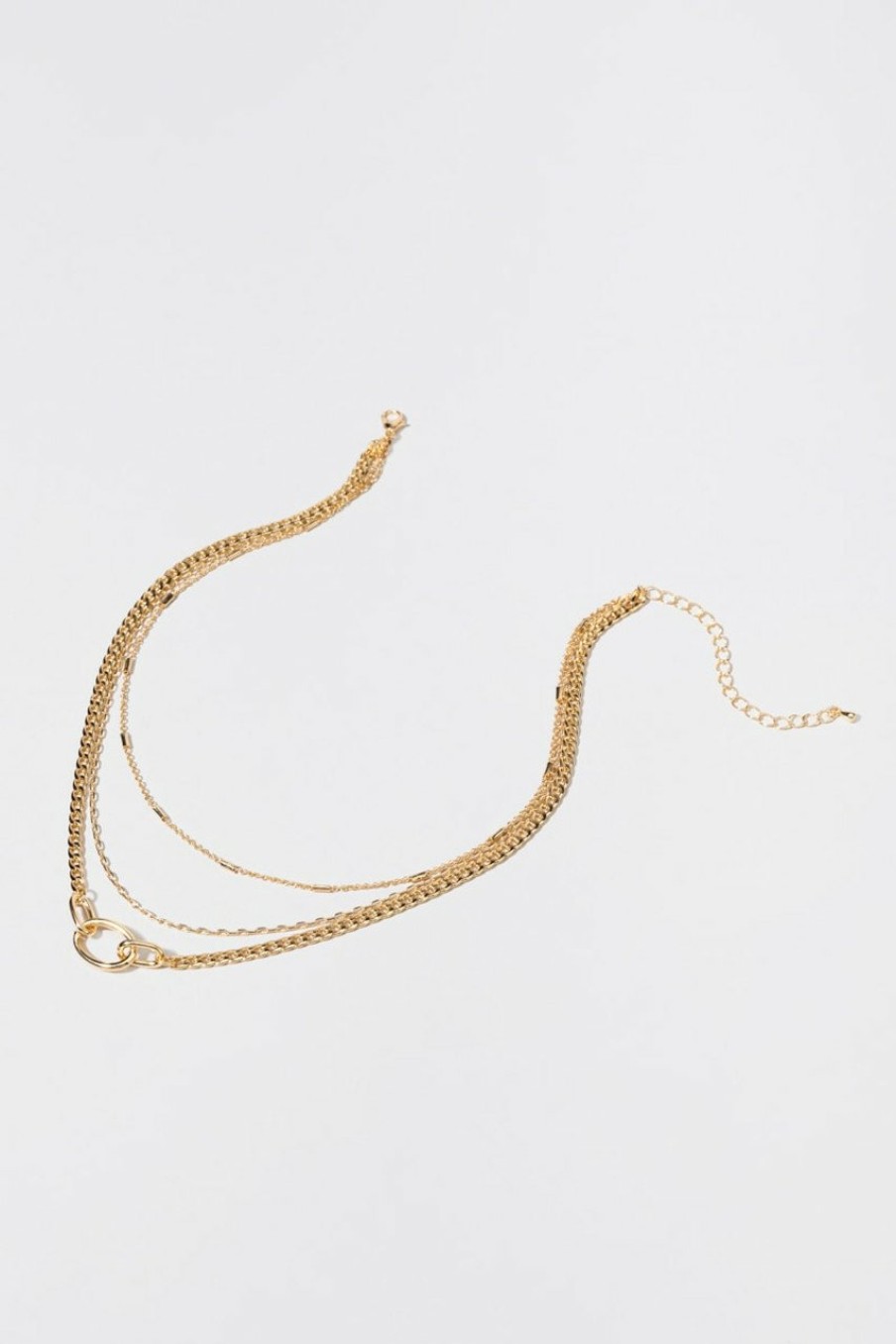 Francesca's Christine Chunky Carabiner Layered Necklace Gold Necklaces