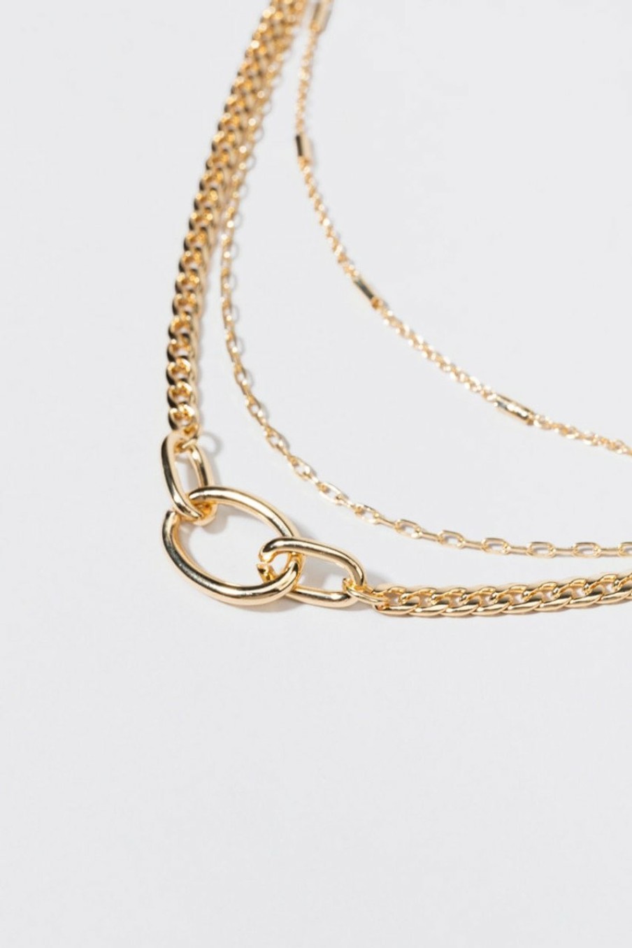 Francesca's Christine Chunky Carabiner Layered Necklace Gold Necklaces