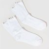 Francesca's Tanya Lettuce Edge Plain Socks White Socks & Tights