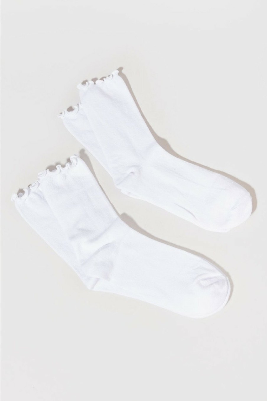 Francesca's Tanya Lettuce Edge Plain Socks White Socks & Tights