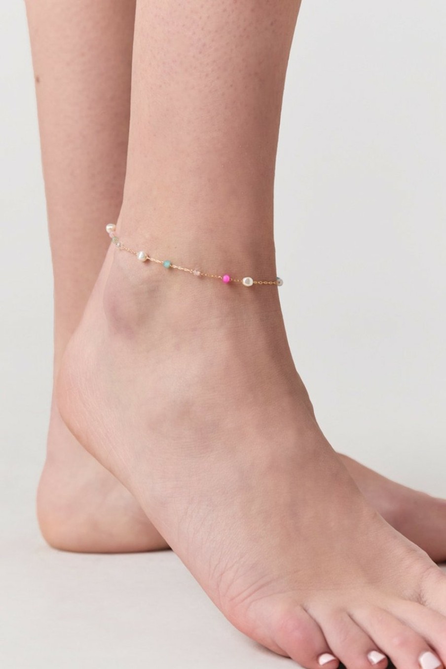 Francesca's Geneva Seed Bead Station Gold Anklet Multi Anklets