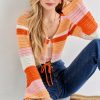 Francesca's Siena Tie Front Sweater Multi Tops