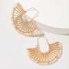 Francesca's Ella Glass Bead Metal Fan Hoop Earrings Ivory Earrings