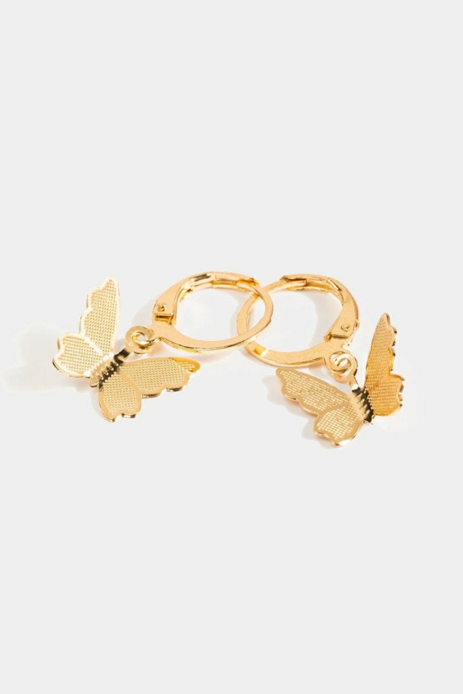 Francesca's Brynn Butterfly Charm Huggie Hoops Gold Earrings