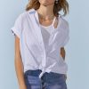 Francesca's Ally Tie Front Button Down Top Light Blue Tops